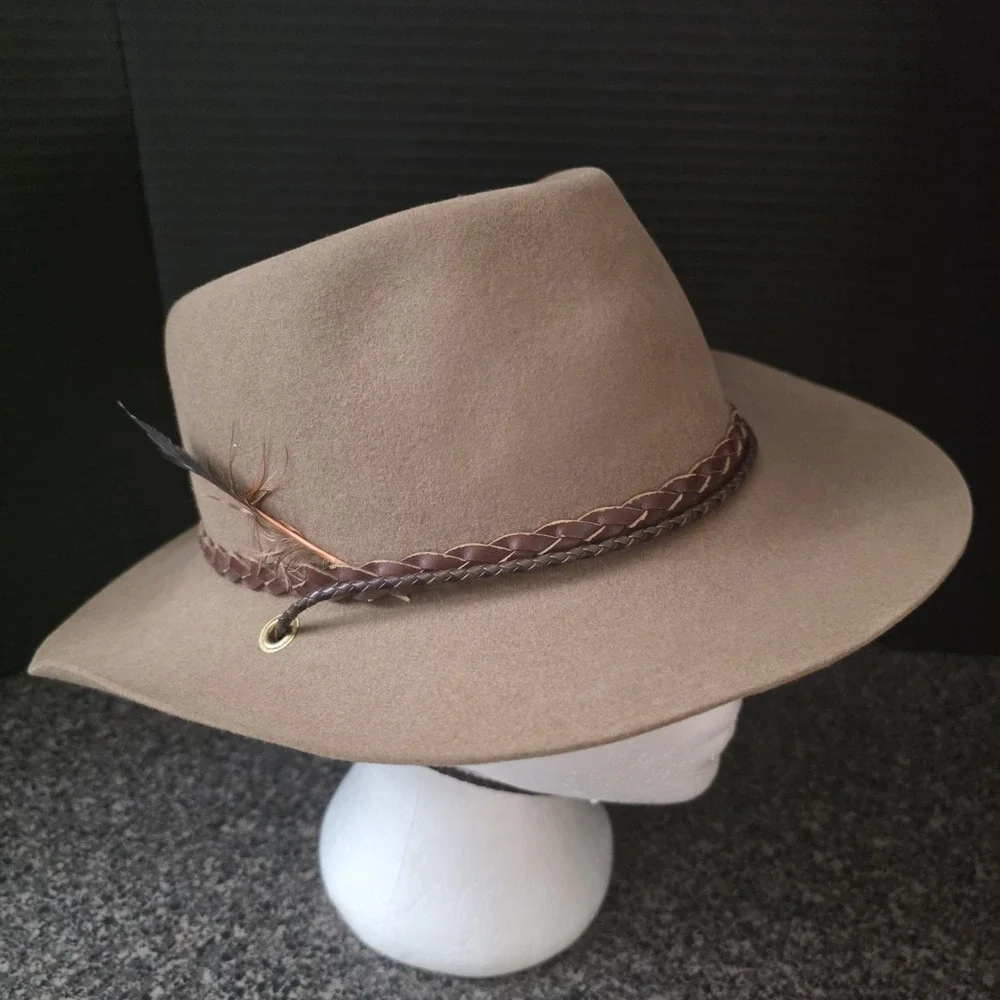 Vintage Akubra Western Australian Stockman Hat Brown Felt Mens Size 58 Outback